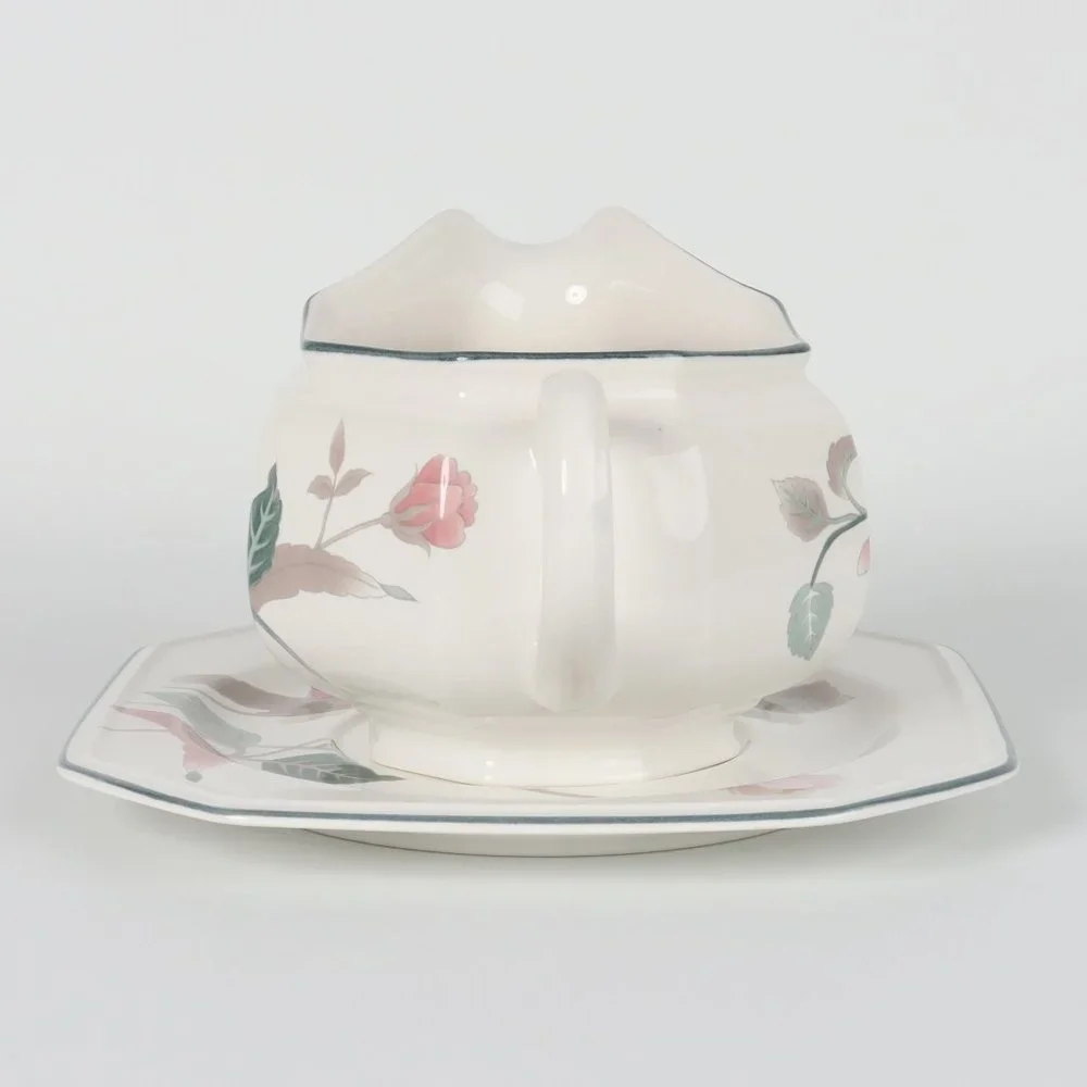 Mikasa Silk Flowers Round Gravy Boat & Underplate F3003